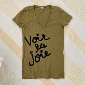 J. Crew Slub Cotton Voir la Joie (See the Joy) Embellished Tee